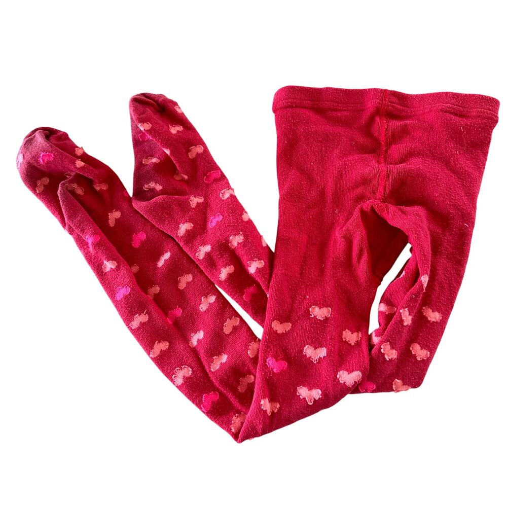 Gap Girls Red Heart Print Winter Tights - Size xs 4/5